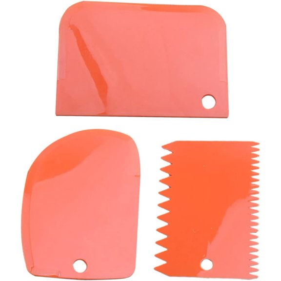 Set of 3pcs of 2 Spatulas Kitchen Utensils Plastic Dough Scraper Frosting Spatula Cake Cream Cake Scraper Tool Double Comb