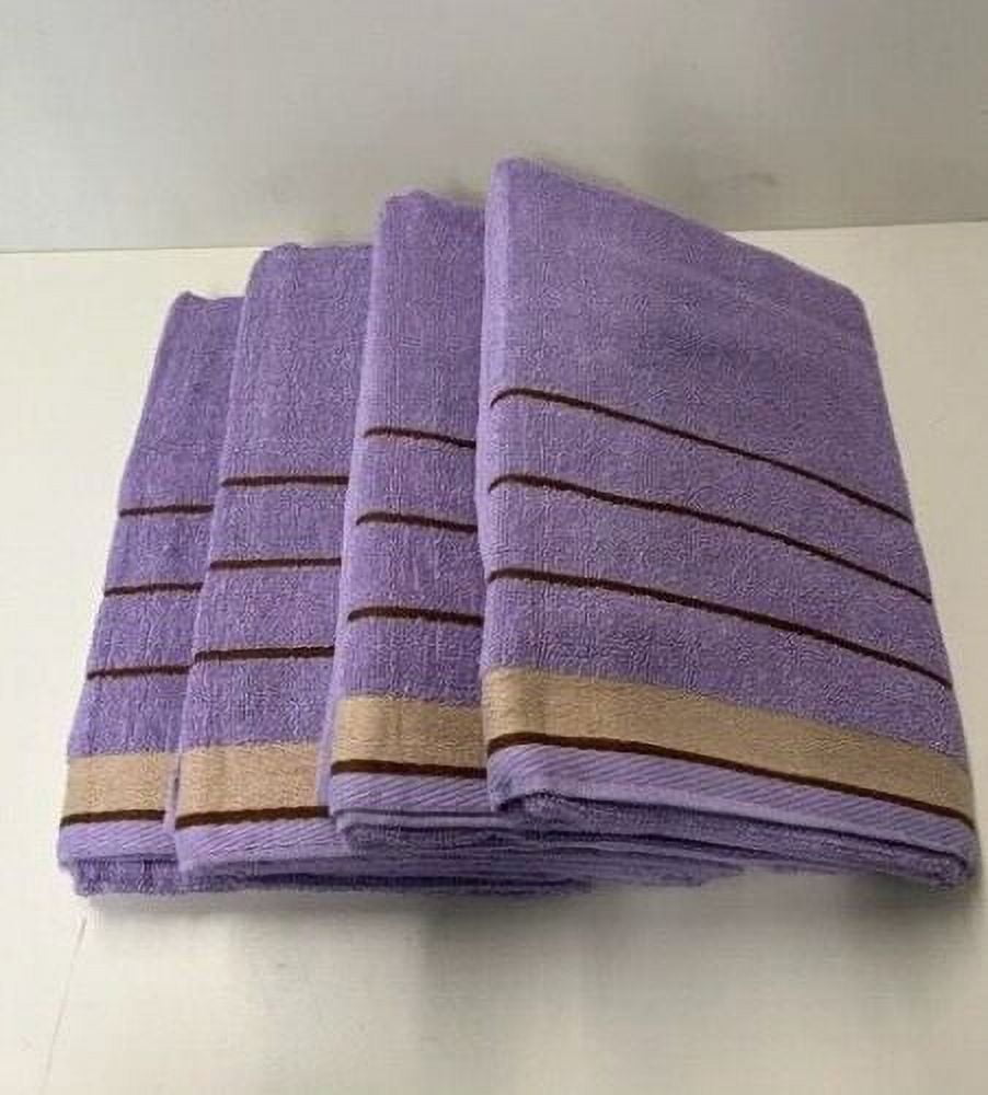 Set of 4 100 Cotton Terry Bath Towels, Lilac