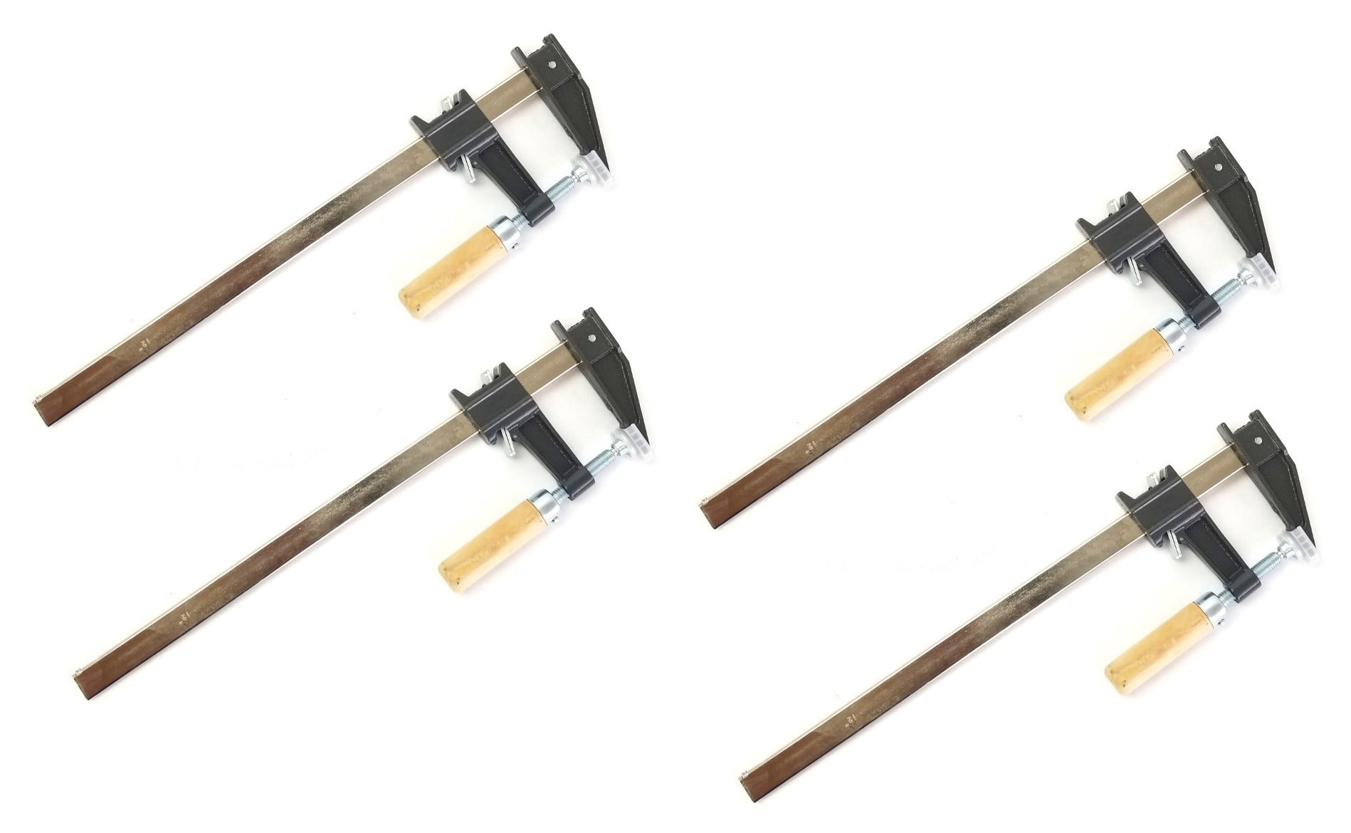 Set of 4 - 12" Steel Bar Clamp with Metal Ratcheting System and Quick Release Suitable for a Wide Range of Woodworking and Metalworking