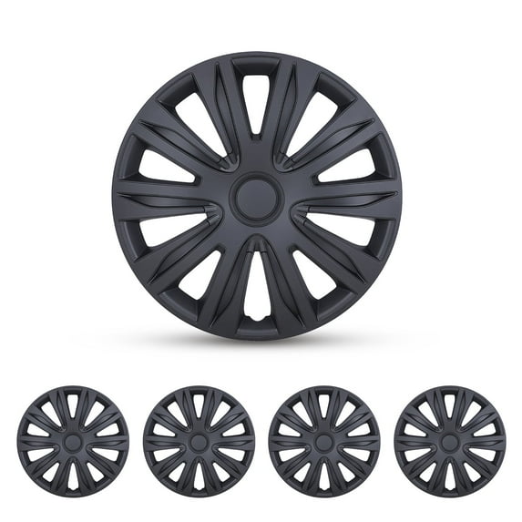 (Set of 4) 13" Universal Hubcaps,Wheel Covers Snap on Full Hub Caps Fit R13 Tire & Steel Rim,ABS+PC Material (Black Matte)