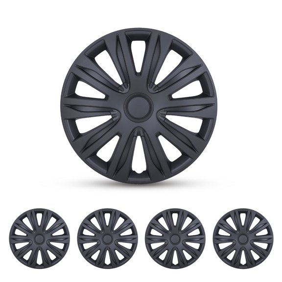 (Set of 4) 13" Universal Hubcaps,Wheel Covers Snap on Full Hub Caps Fit R13 Tire & Steel Rim,ABS+PC Material (Black Matte)