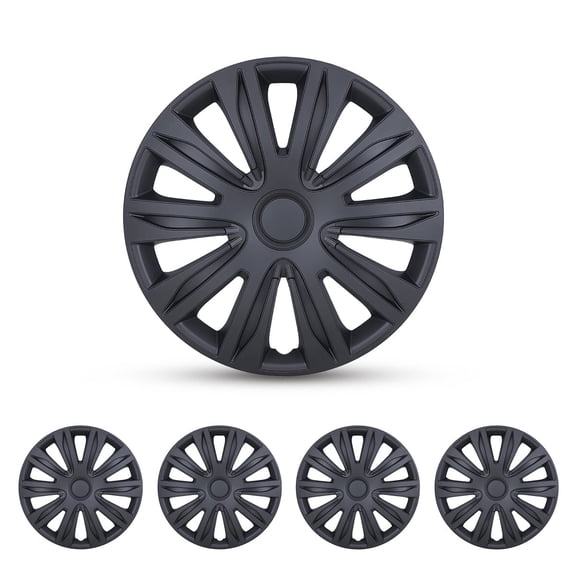 (Set of 4) 13" Universal Hubcaps,Wheel Covers Snap on Full Hub Caps Fit R13 Tire & Steel Rim,ABS+PC Material (Black Matte)