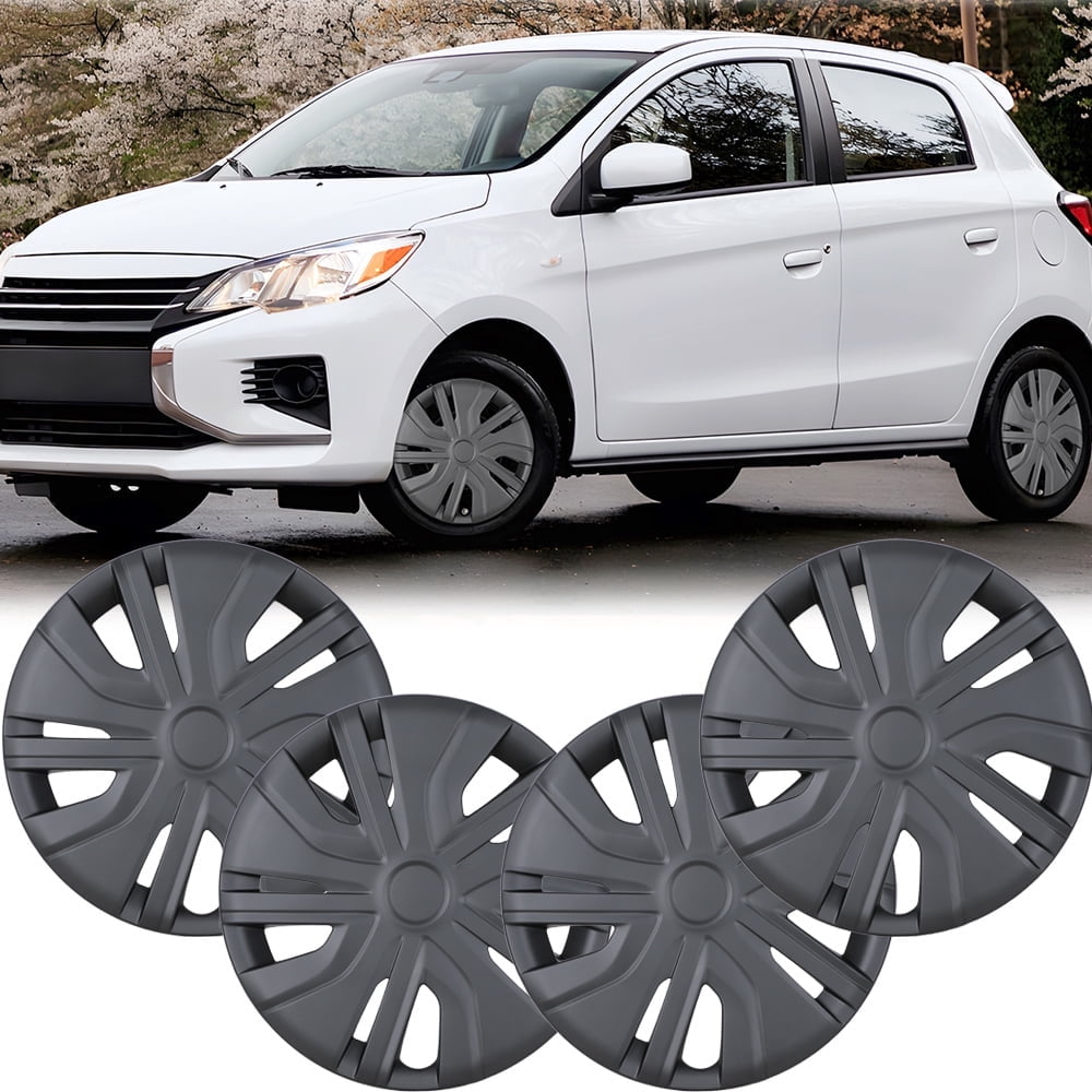 (Set of 4) 14 inch Wheel Hubcaps Fit for Mitsubishi Mirage 2014-2025,Compatible With Steel Wheels,Snap-on Installation,Black Matte