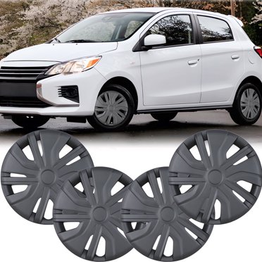 4PCS 14" Hub Caps Wheel Rim Covers – Black & Blue, Glossy ABS, For Mitsubishi Mirage ES RF 2017–2024