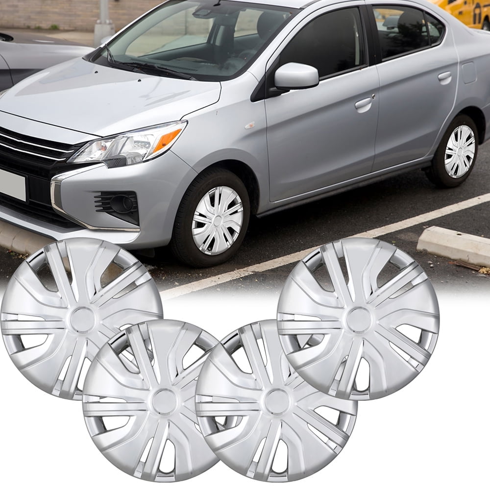 (Set of 4) 14 inch Wheel Hubcaps Fit for Mitsubishi Mirage 2014-2025,Compatible With Steel Wheels,Snap-on Installation,Chrome