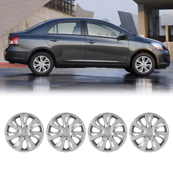 (Set of 4) 15" Hubcaps Fit for 2019-2020 Toyota Yaris Sedan/Yaris IA Sedan,Fit for Steel Wheel,Snap-on with Retention Rings,Lacquer