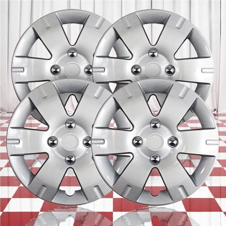 Set of 4 15" Push-on Silver 6 Spoke Hubcaps for Sentra 2007-2012