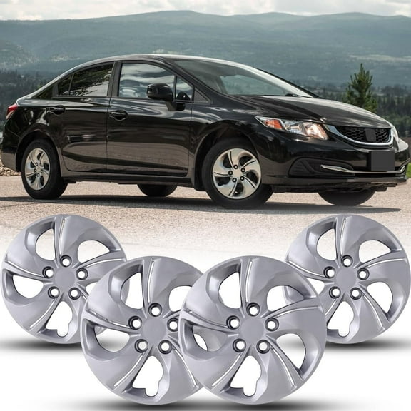 (Set of 4)15 inch Hubcaps for Honda Civic Sedan 2013-2015,Honda Civic Coupe 2013,Only Fit Iron Hub - Steel Wheel,Bolt on Installation(Lacquer)