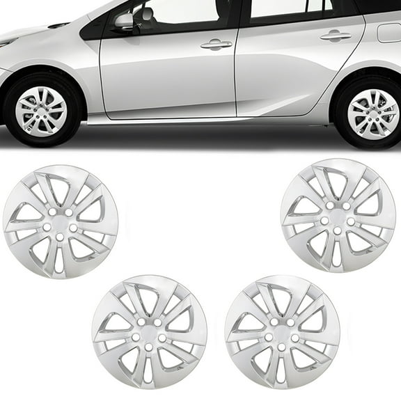 (Set of 4)15 inch Hubcaps for Toyota Prius/Prime 2016-2022,Wheel Rim Hub Cap Replacement Corolla Hybrid 2020-2024,ABS+PC Material,Chrome