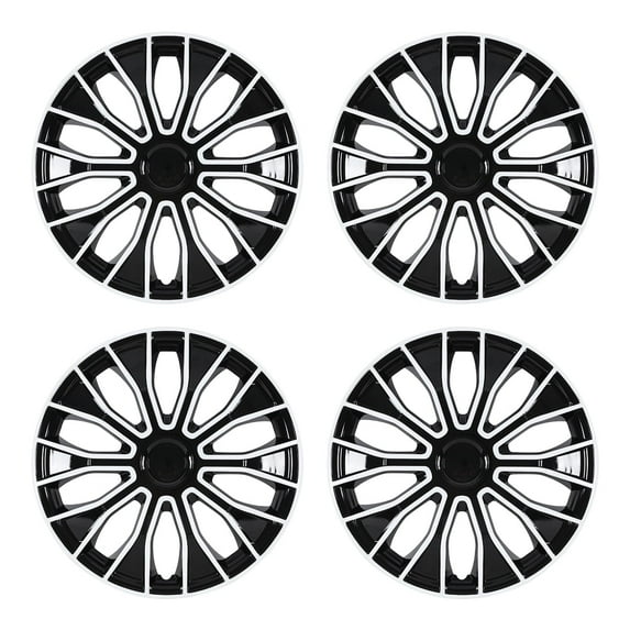 (Set of 4) 16" Universal Hubcaps Fit for Steel Wheel Rims Cover,Snap on Car Truck SUV,ABS+PC Material,White Lacquer & Black Lacquer