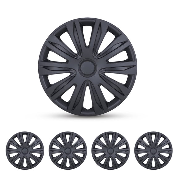 (Set of 4) 16" Universal Hubcaps,Wheel Covers Snap on Full Hub Caps Fit R16 Tire & Steel Rim,ABS+PC Material (Black Matte)