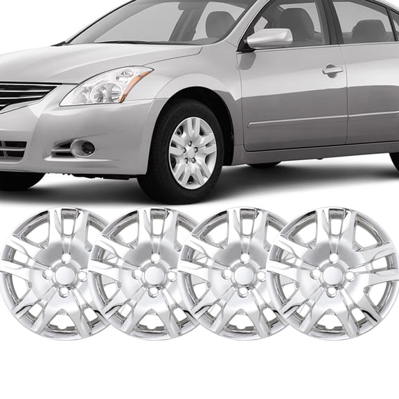 (Set of 4) 16 inch Hubcaps Wheel Rims Cover for 2007-2012 Nissan Sentra,Bolt on Installation,ABS+PC,Chrome