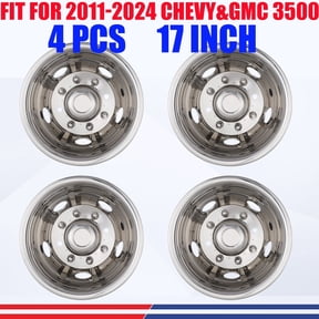 Set of 4 17" Stainless 8 lugs 5 Hand Holes Dually Wheel Simulators,Over-the-Lug mounting style, Fit for 2011-2024 Chevy&GMC 3500