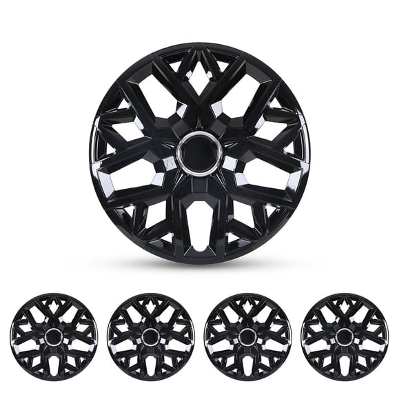 4Pcs Wheel Rims Cover,17 inch Universal Hubcap for Steel Wheel Rims Cover,Snap on Installation with Retention Rings,Black Lacquer