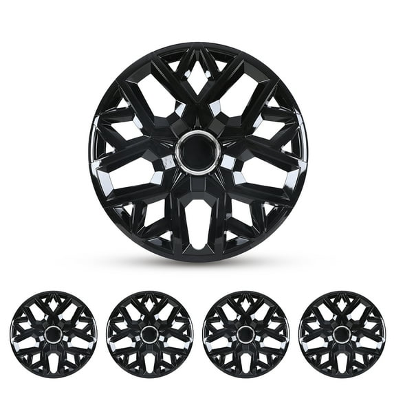 4Pcs Wheel Rims Cover,17 inch Universal Hubcap for Steel Wheel Rims Cover,Snap on Installation with Retention Rings,Black Lacquer