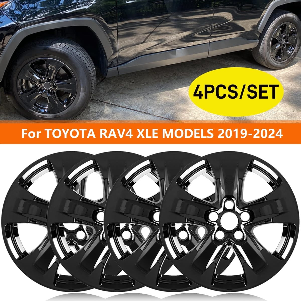 HHENGYISOUL 17 Wheel Hubcaps ABS Plastic Glossy Black fits Toyota RAV4 2019 2023 4 Pack Walmart