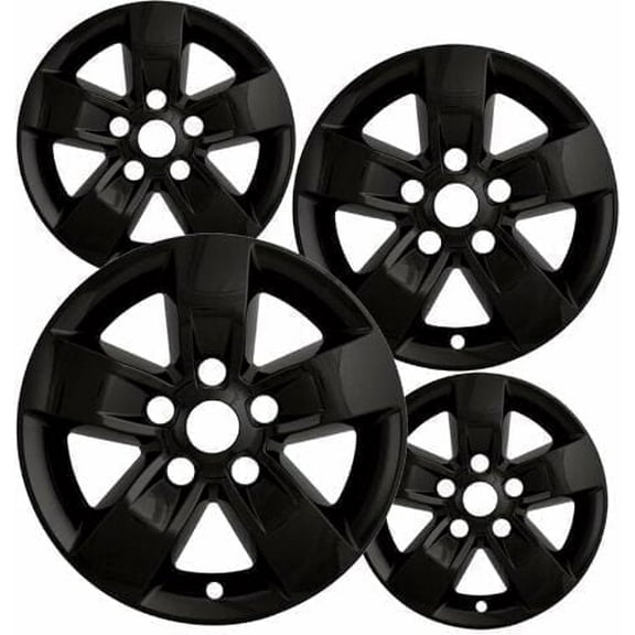 Set of 4 17 inch Gloss Black ABS Wheel Covers Compatible with 2013-2018 Ram 1500 Tradesman, SLT, Big Horn, Sport, Rebel, Laramie, Limited, R/T Rims