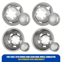 Set of 4 17inch Polished Stainless Steel Dually Wheel Simulators, Bolt On Wheel Cover with Removable Centre Cap,Fit for 2003-2018 Dodge Ram 3500