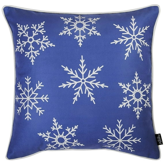 Set of 4 18" Christmas Snowflakes Throw Pillow Cover in Blue