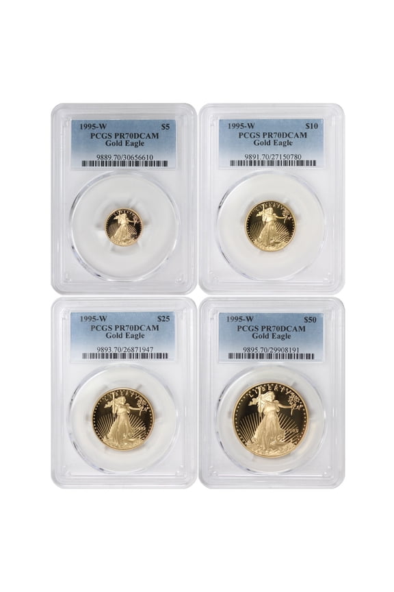 Set of 4 1995-W Gold Eagle PCGS PR70 Deep Cameo U.S. Mint Coin