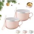 thumbnail image 1 of Set of (4) 25-Oz Mug Meals W/Lid-Its, 2026 new 25 oz mug meals with lids, Round Holiday Meal Mugs for Coffee, Soups, Stews (Pink*2), 1 of 8