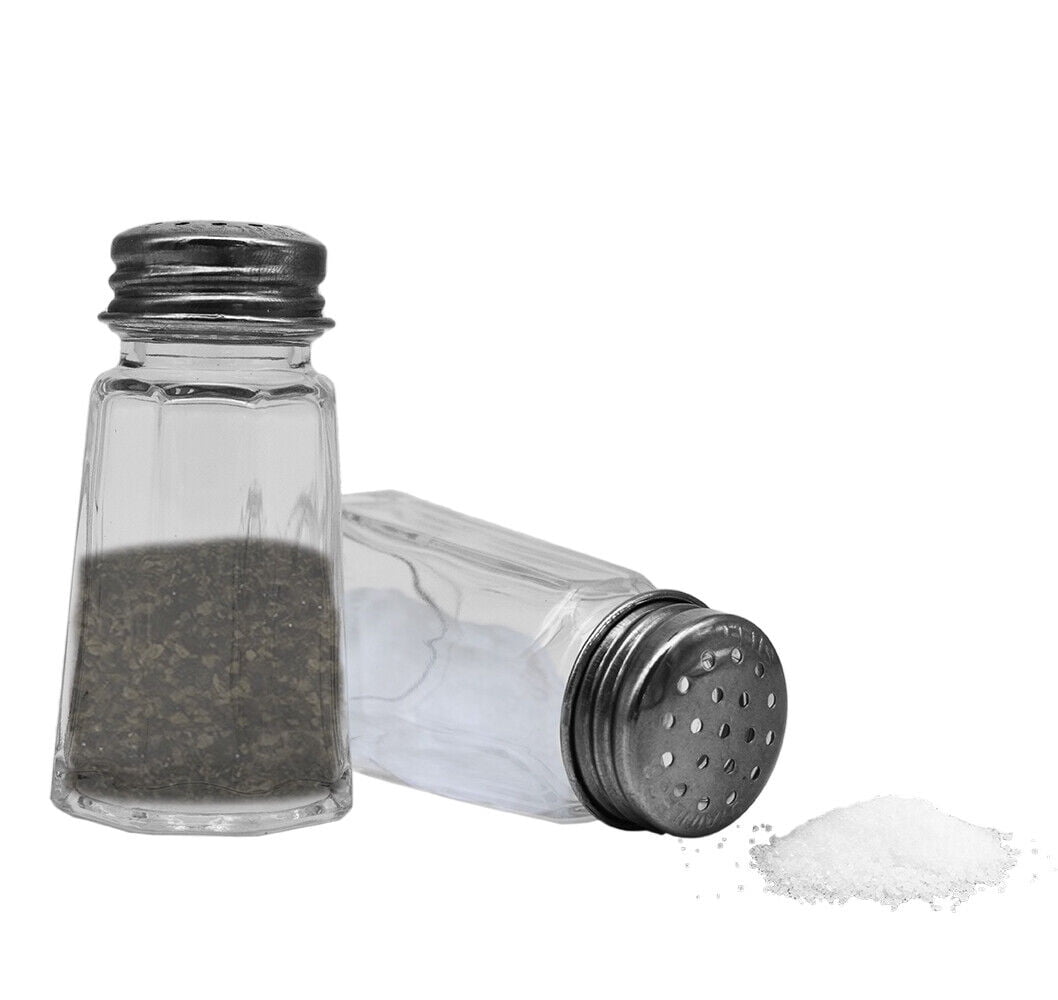 Set of 4 3inch Glass Salt and Pepper Shakers Dishwasher Safe
