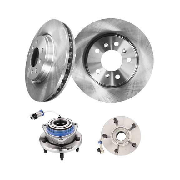 Set of 4 322.95mm Front Drilled Slotted Brake Disc Rotors-Wheel Hub Bearing Assembly For 2008 2009 Buick Allure