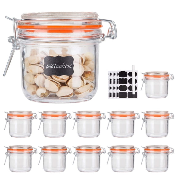 Set of 4 32oz Wide Mouth Glass Mason Jars with Airtight Hinged Lids, Large Food Storage Containers for Canning, Pickling & Fermentation
