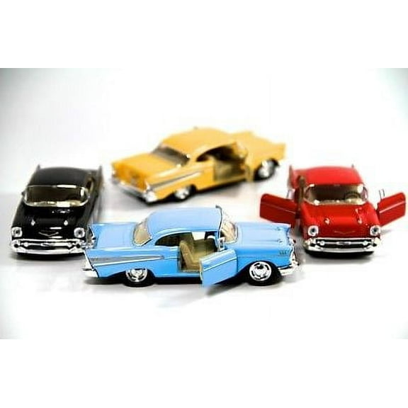 Set of 4: 5" 1957 Chevrolet Bel Air Diecast Model Toy 1:40 Kinsmart Chevy