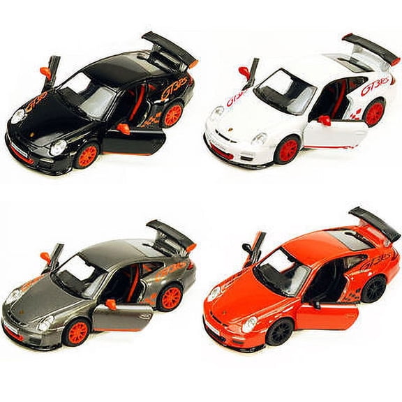 Set of 4: 5" Kinsmart 2010 Porsche 911 GT3 RS Diecast Toy Model 1:36 Pull Action