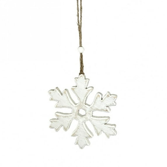 Set of 4 5" Wooden Snowflake Ornament