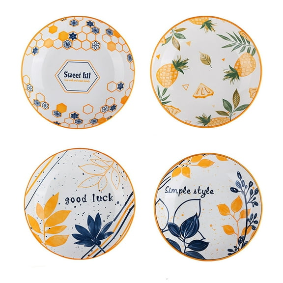 Set of 4, 8 inch Dinner Plate Set With Wish Message Holiday Gift