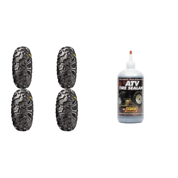 Set of 4 ATV ITP Tires (Blackwater Evolution Radial 27x9R-12 Front, 27x11R-12 Rear) with QUADBOSS Sealant