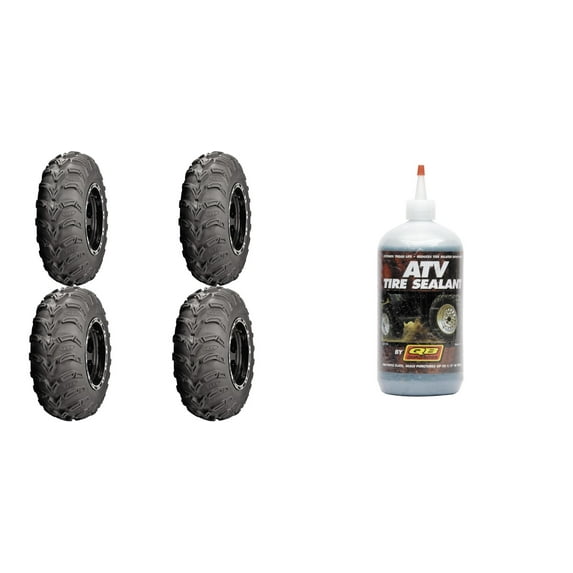 Set of 4 ATV ITP Tires (Mud Lite AT 23x8-10 Front, 23x10-10 Rear) with QUADBOSS Sealant