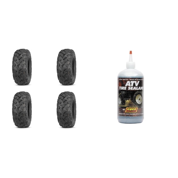 Set of 4 ATV QUADBOSS Tires (QBT447 25x8-12 Front, 25x10-12 Rear) with Sealant