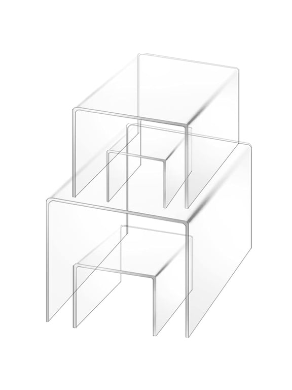 Set of 4 Acrylic Risers Display, findTop Clear Cake Stands Jewelry Display Riser Shelf Showcase for Candy Dessert Table Decorations-3", 4", 5", 6