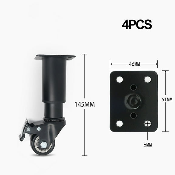 Set of 4 Adjustable Height Coffee Bed Table Desk Furniture Feet with Wheels