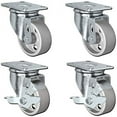 thumbnail image 1 of Set of 4 All Steel Swivel Plate Caster Wheels with Brakes Locking (3" Combo), 1 of 4