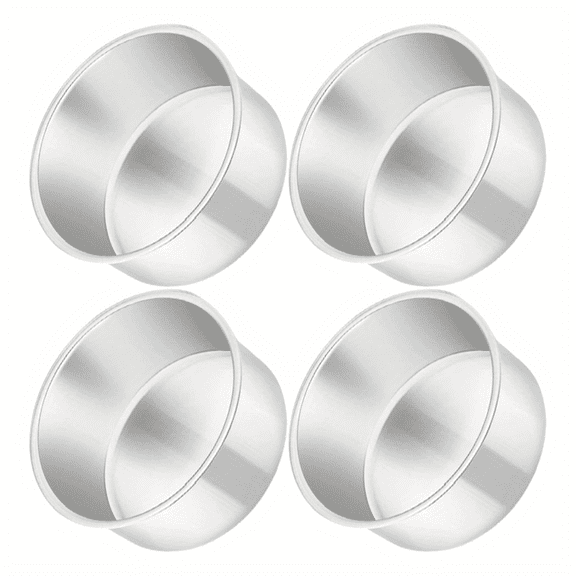 Set of 4, Aluminum Alloy Baking Round Cake Pans Tins Bakeware for Birthday Wedding, Leak-proof & Easy Clean, Mirror Finish & Easy Releasing, 4 Inch