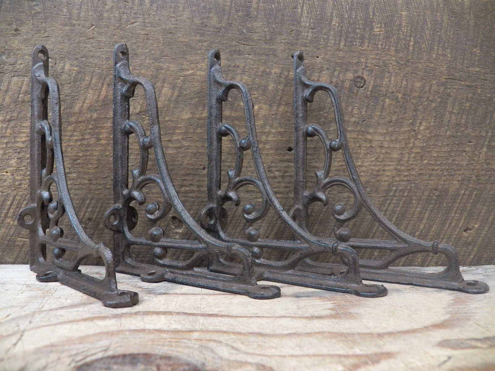 Set of 4 Antique Style Cast Iron Classic 5 x 6 Shelf Bracket Hangers