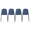thumbnail image 1 of Set of 4 Armless Plastic Dining Chair Metal Legs for Dining Room Plastic Molded Seat With Cushion, Blue, 1 of 11