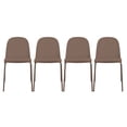 thumbnail image 1 of Set of 4 Armless Plastic Dining Chair Metal Legs for Dining Room Plastic Molded Seat With Cushion, Brown, 1 of 10