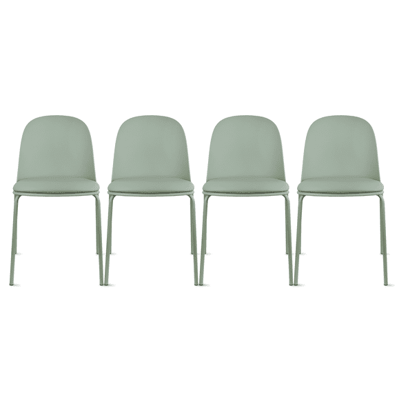 Set of 4 Armless Plastic Dining Chair Metal Legs for Dining Room Plastic Molded Seat With Cushion
