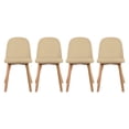 thumbnail image 1 of Set of 4 Armless Plastic Dining Chair Wood Legs for Dining Room Faux Leather Molded Seat With Cushion, Beige, 1 of 11