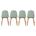 thumbnail image 1 of Set of 4 Armless Plastic Dining Chair Wood Legs for Dining Room Faux Leather Molded Seat With Cushion, Green, 1 of 13