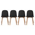 thumbnail image 1 of Set of 4 Armless Plastic Dining Chair Wood Legs for Dining Room Plastic Molded Seat With Cushion, Black, 1 of 12