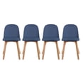 thumbnail image 1 of Set of 4 Armless Plastic Dining Chair Wood Legs for Dining Room Plastic Molded Seat With Cushion, Blue, 1 of 12