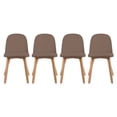 thumbnail image 1 of Set of 4 Armless Plastic Dining Chair Wood Legs for Dining Room Plastic Molded Seat With Cushion, Brown, 1 of 11