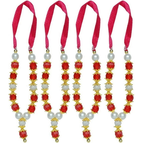 Set of 4 Artificial Flowers Ribbon Garland Haar Mala for Idol-Mala for God , Pooja Sringar Articles ornament ( size 3")