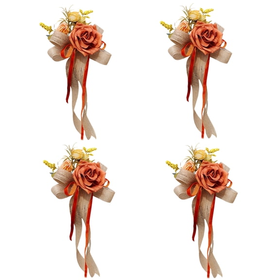 Set of 4 Artificial Wedding Car Rose Decorations Beautiful Wedding Auto Glasses Floral Accent for Nuptial Decorations